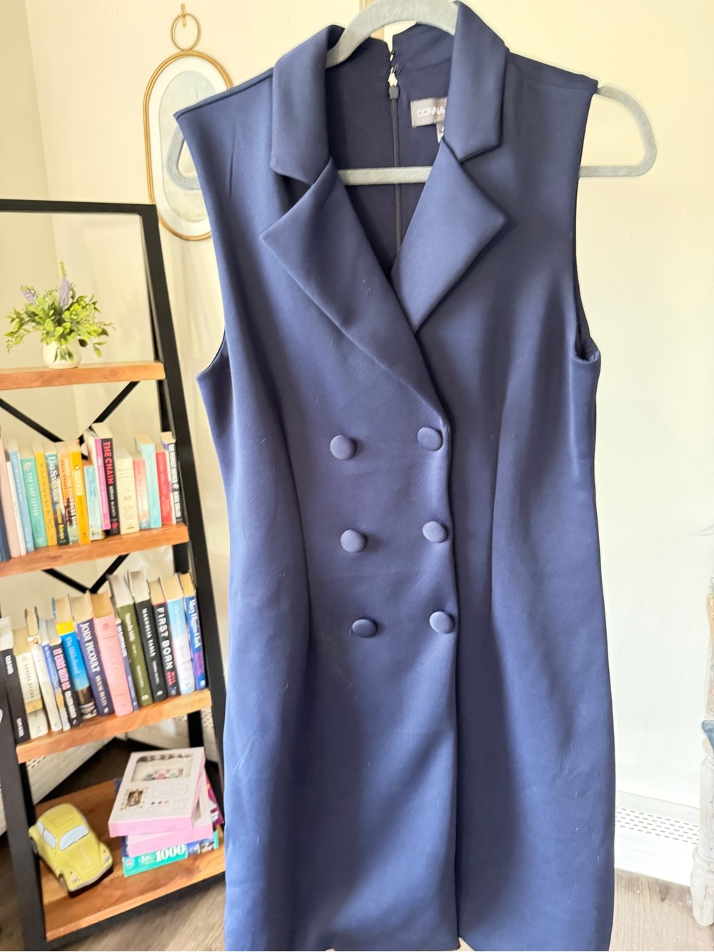 Donna Ricco Navy Blue Sleeveless Double-Breasted Blazer Dress Size 12 - Picture 2 of 3